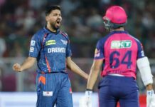 आवेश खान ने लखनऊ सुपर जायंट्स को दिलाई राजस्थान रॉयल्स पर दो रनों से रोमांचक जीत