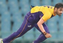 यूपी टी20 लीग : भुवनेश्वर कुमार के एक ओवर में ऋतुराज शर्मा ने लगाई चौक्कों-छक्कों की झड़ी